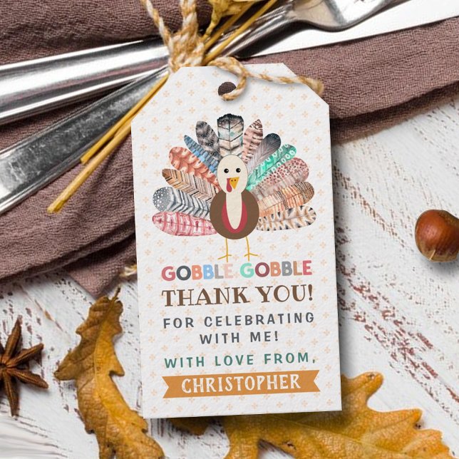 Étiquettes-cadeau Petite Turquie Thanksgiving N'importe quel âge fêt (Créateur téléchargé)