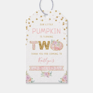 Étiquettes-cadeau Petites filles Citrouilles 2e anniversaire