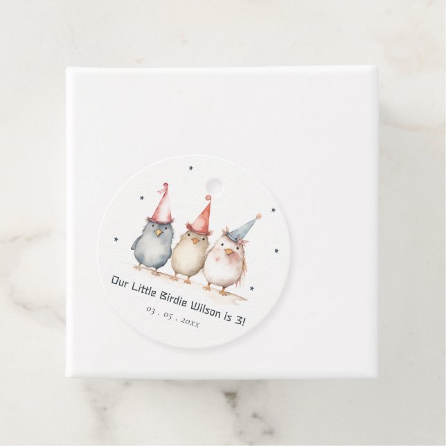 Étiquettes Cadeau Petits Oiseaux De Soirée N'Importe Quel Anniversai (En situation)