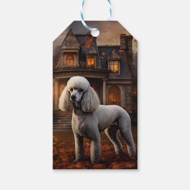 Étiquettes-cadeau Peur Halloween caniche (Devant)