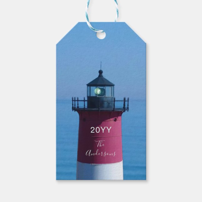 Étiquettes-cadeau Phare de Nauset Donné Famille Cape Cod Nautique (Devant)