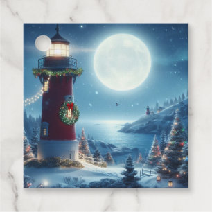 Étiquettes Cadeau Phare de Noël nautique