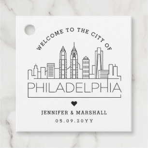 Étiquettes Cadeau Philadelphie Skyline Accueil Mariage