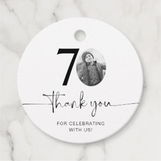Étiquettes Cadeau Photo 70e anniversaire Merci