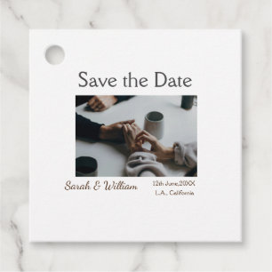 Étiquettes Cadeau Photo classique blanc élégant typographie mariage