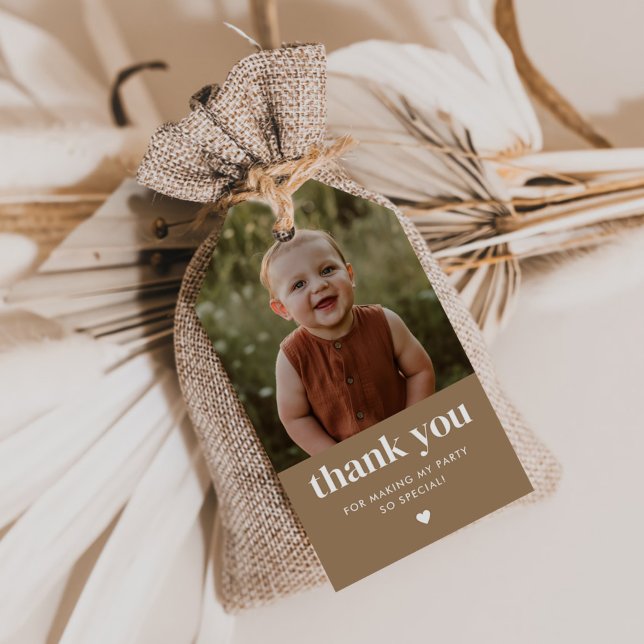 Étiquettes-cadeau Photo d'anniversaire du Merci (Créateur téléchargé)