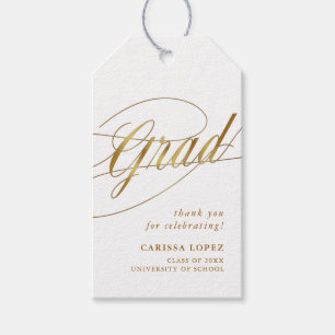 Étiquettes-cadeau Photo de calligraphie de graduation minimaliste bl