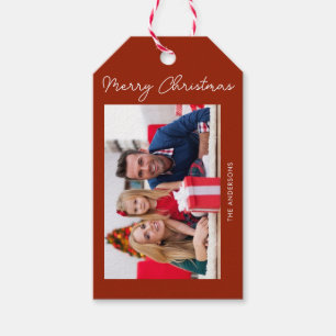 Étiquettes-cadeau Photo de famille de Noël moderne