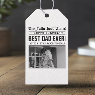 Étiquettes-cadeau Photo du journal personnalisé Best Papa Ever