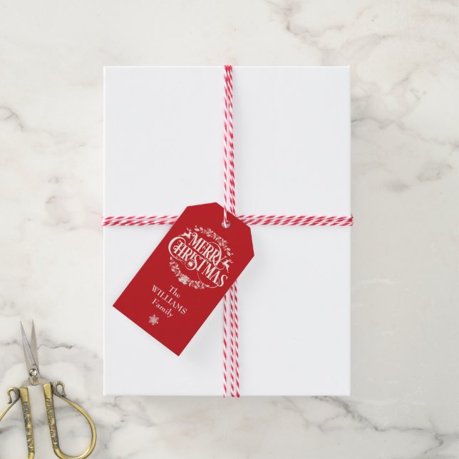 Étiquettes-cadeau Photo Joyeux Noël personnalisée (Avec de la ficelle)