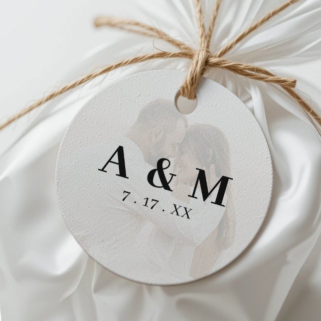 Étiquettes Cadeau Photo Ombre Monogram Mariage (Photo Ombre Monogram Wedding Favor Tags
)