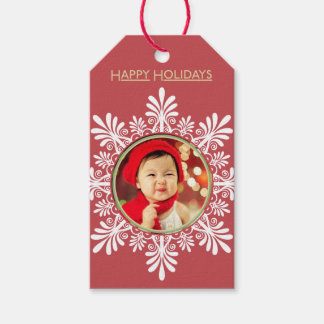 Étiquettes-cadeau Photo personnalisable Balises Cadeaux rouges