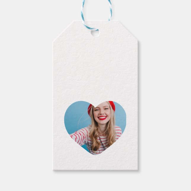 Étiquettes-cadeau Photo personnalisée Cute Noël de coeur (Devant)