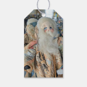 Étiquettes-cadeau Photographie de Père Noël d'art populaire antique