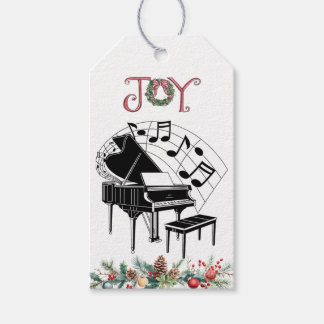 Étiquettes-cadeau Piano à queue Joie de fêtes