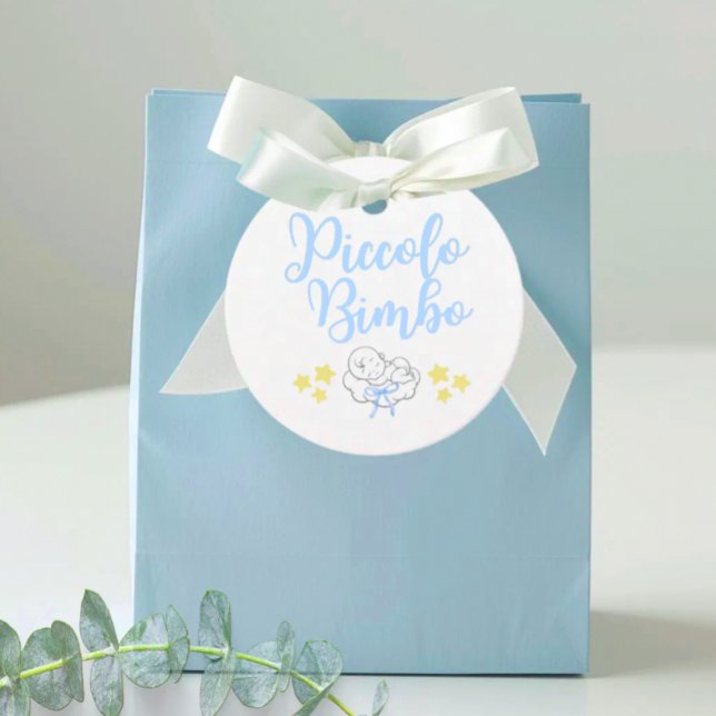 Étiquettes Cadeau Piccolo Bimbo (Little Boy)  White (Piccolo Bimbo Cute Italian Baby Shower white favor tag)