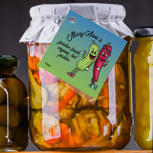 Étiquettes Cadeau Picket et poivre Pals Drôle Cartoon Pickles Jar