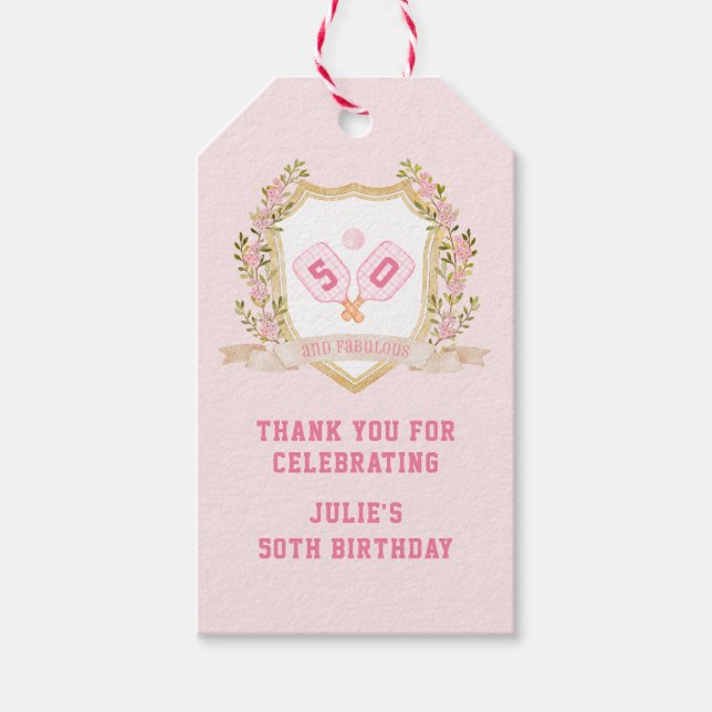 Étiquettes-cadeau Pickle Ball Preppy | Anniversaire personnalisé (Devant)