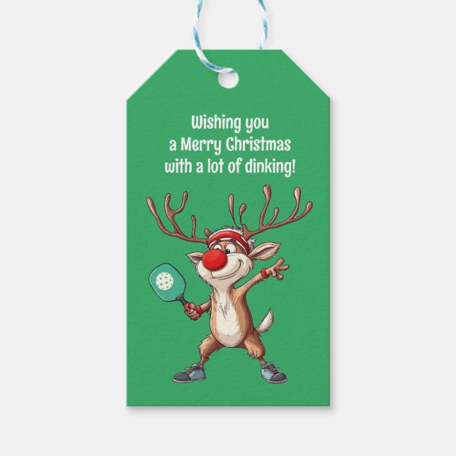 Étiquettes-cadeau Pickleball 🎄 Joyeux Noël, texte personnalisé (Devant)
