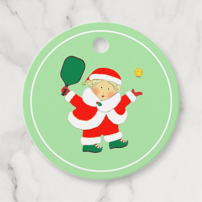 Étiquettes Cadeau Pickleball Noël Fête Tags favoris (Devant)