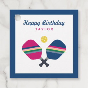 Étiquettes Cadeau Pickleball Party Nom personnalisé Blue Party