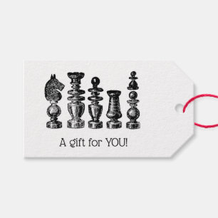 Étiquettes-cadeau Pièces de jeu d'échecs Art vintage