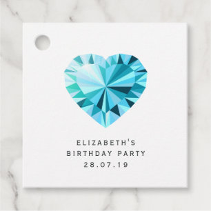Étiquettes Cadeau Pierre d'aquamarine Damassé
