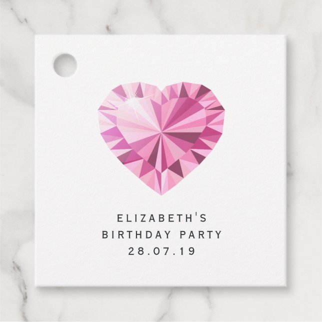 Étiquettes Cadeau Pierre rose Diamant avec Cuir Faux de luxe (Devant)