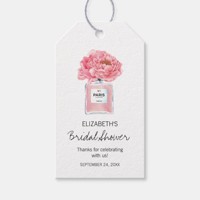 Étiquettes-cadeau Pies roses et Fête des mariées de parfum (Devant)