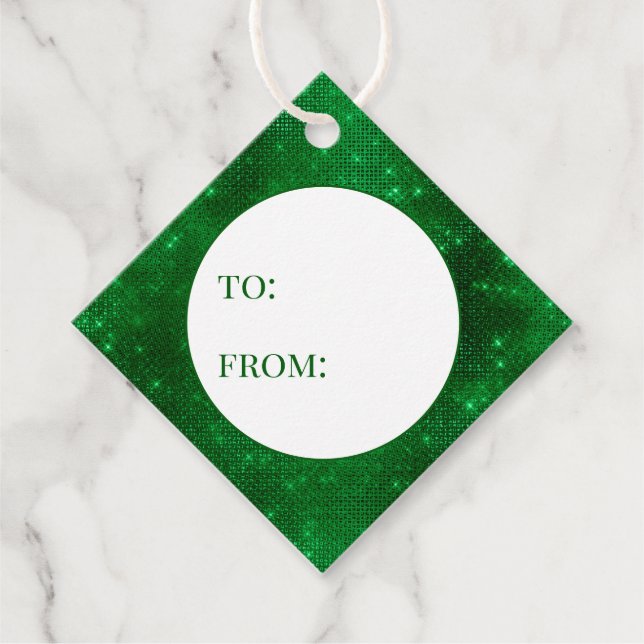 Étiquettes Cadeau Pile vert étincelant à partir (Devant)