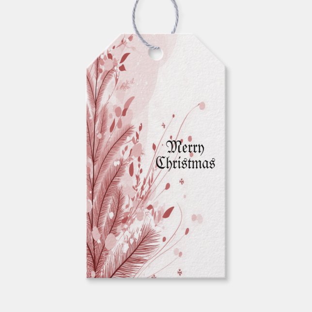 Étiquettes-cadeau Pin de Noël Rouge Décoration Neige Belle (Devant)