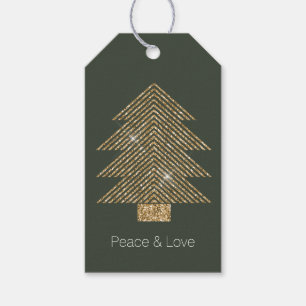 Étiquettes-cadeau Pine Green Gold Glitzy Parties scintillant Arbre d