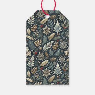 Étiquettes-cadeau Pinecone, Holly, Snowflakes & Berries Holiday