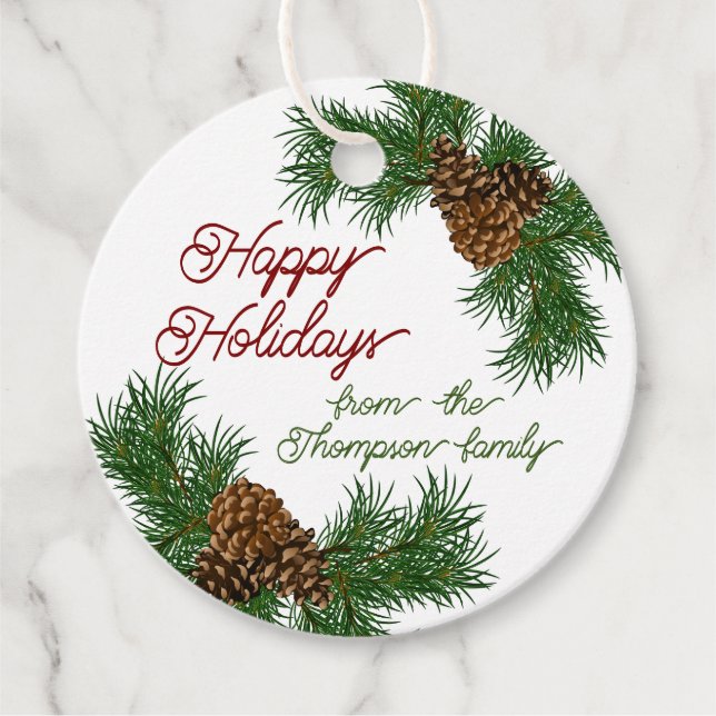 Étiquettes Cadeau Pinecones personnalisés aiguilles de pin Branches  (Devant)