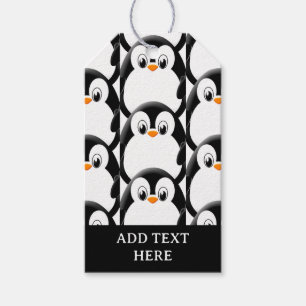 Étiquettes-cadeau Pingouin gras mignon sur tout le Motif d'impressio