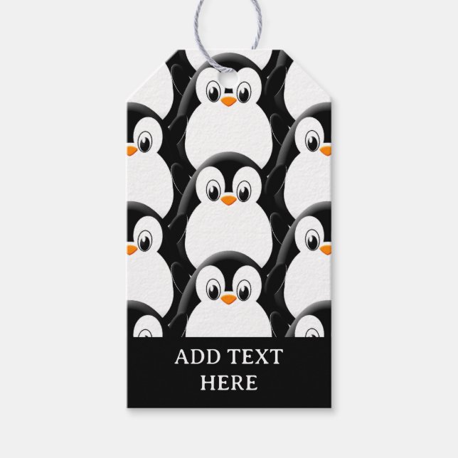 Étiquettes-cadeau Pingouin gras mignon sur tout le Motif d'impressio (Devant)