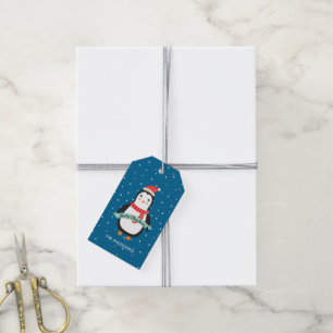 Étiquettes-cadeau Pingouin mignon customisé de "Joyeux Noël"