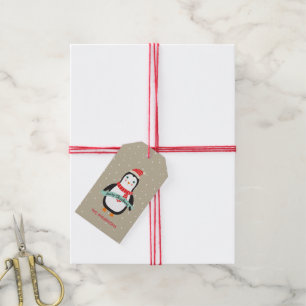 Étiquettes-cadeau Pingouin mignon customisé de "Joyeux Noël"