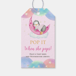 Étiquettes-cadeau Pingouin Rose Pop Le Baby shower Quand Elle Pop
