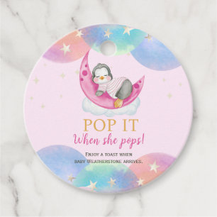 Étiquettes Cadeau Pingouin Rose Pop Le Baby shower Quand Elle Pop