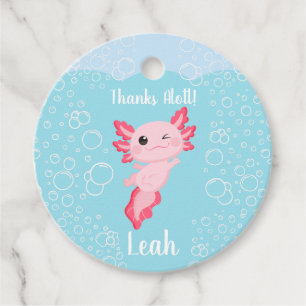 Étiquettes Cadeau Pink Axolotl fête d'anniversaire