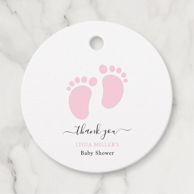 Étiquettes Cadeau Pink Baby Feet Baby Shower Party, Girl Baby Shower (Devant)
