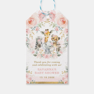 Étiquettes-cadeau Pink Blush Jungle Safari Fille Baby shower Faveurs