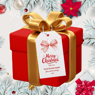 Étiquettes-cadeau pink Bow joyeux Noël marque cadeau d'entreprise