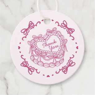 Étiquettes Cadeau Pink Bow Retro Coquette gâteau Coquette Anniversai