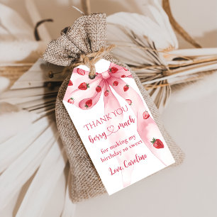 Étiquettes-cadeau Pink Bow Strawberry Berry Sweet Birthday Tags cade