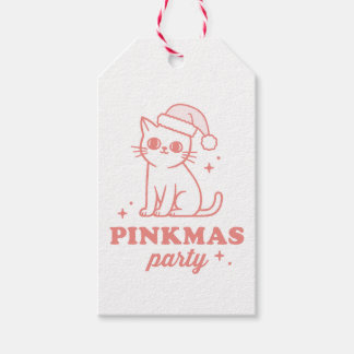 Étiquettes-cadeau Pink Christmas aesthetic pinkmas party cat