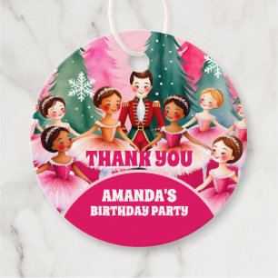 Étiquettes Cadeau Pink Christmas Nutcracker Ballerina Anniversaire d