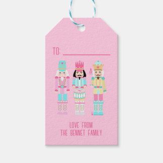 Étiquettes-cadeau Pink Christmas Nutcracker Pastel Personalized Name