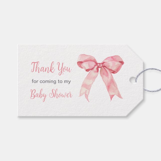 Étiquettes-cadeau Pink Coquette Bow Baby Shower (Devant (Horizontal))
